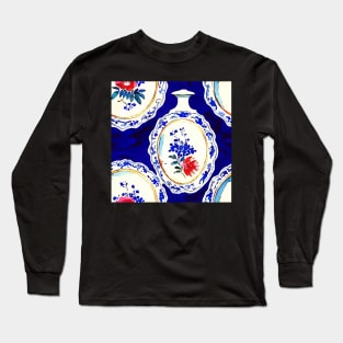Chinoiserie on jeweled cobalt blue Long Sleeve T-Shirt